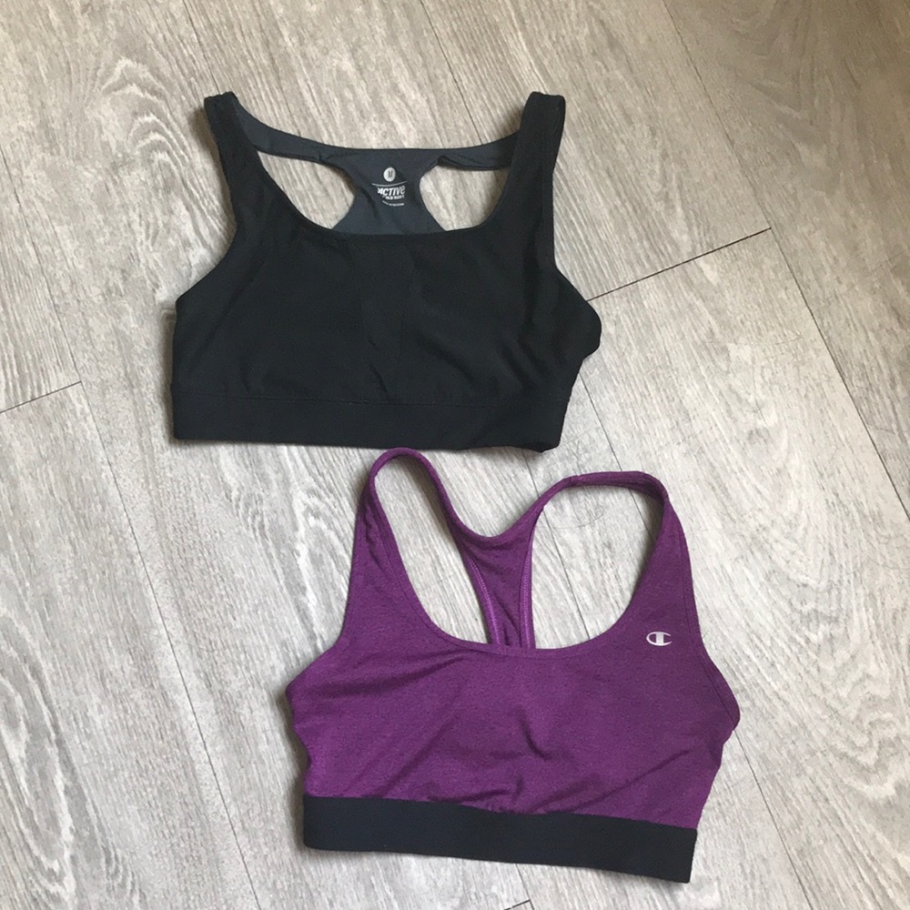 Champions sport bra size M  2 color purple/black